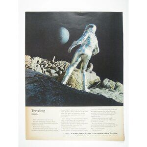 Vintage 1968 LTV Aerospace Corporation Advertising Print Ad Astronaut Moonscape